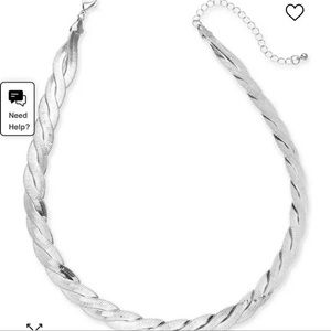 Alfani- Braided Herringbone Chain Collar Necklace, 16-1/2" + 3" extender- NEW